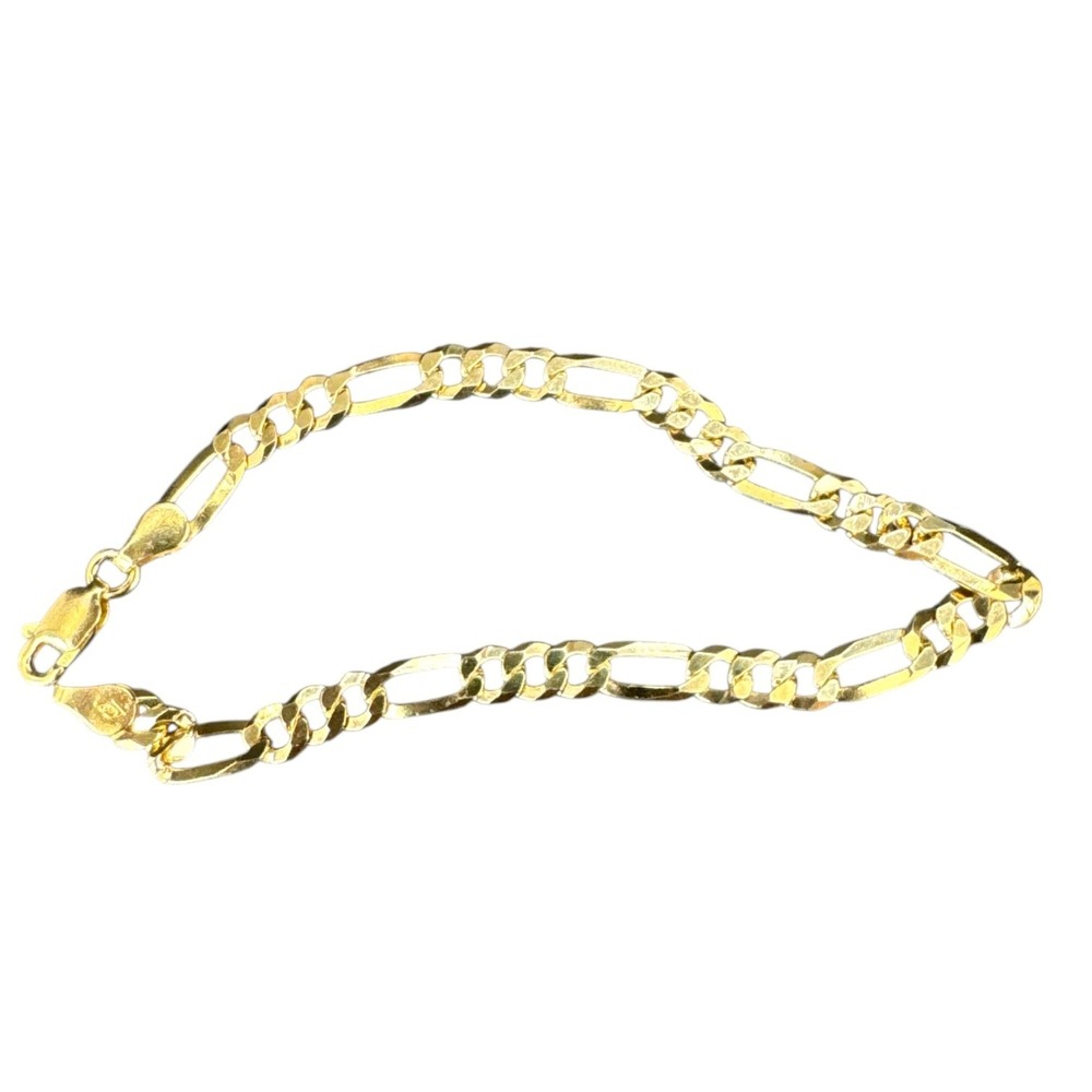 Gold Over Sterling Silver 929 7.5" Figaro Link Chain 6mm‎ 4g Italy Authentic New